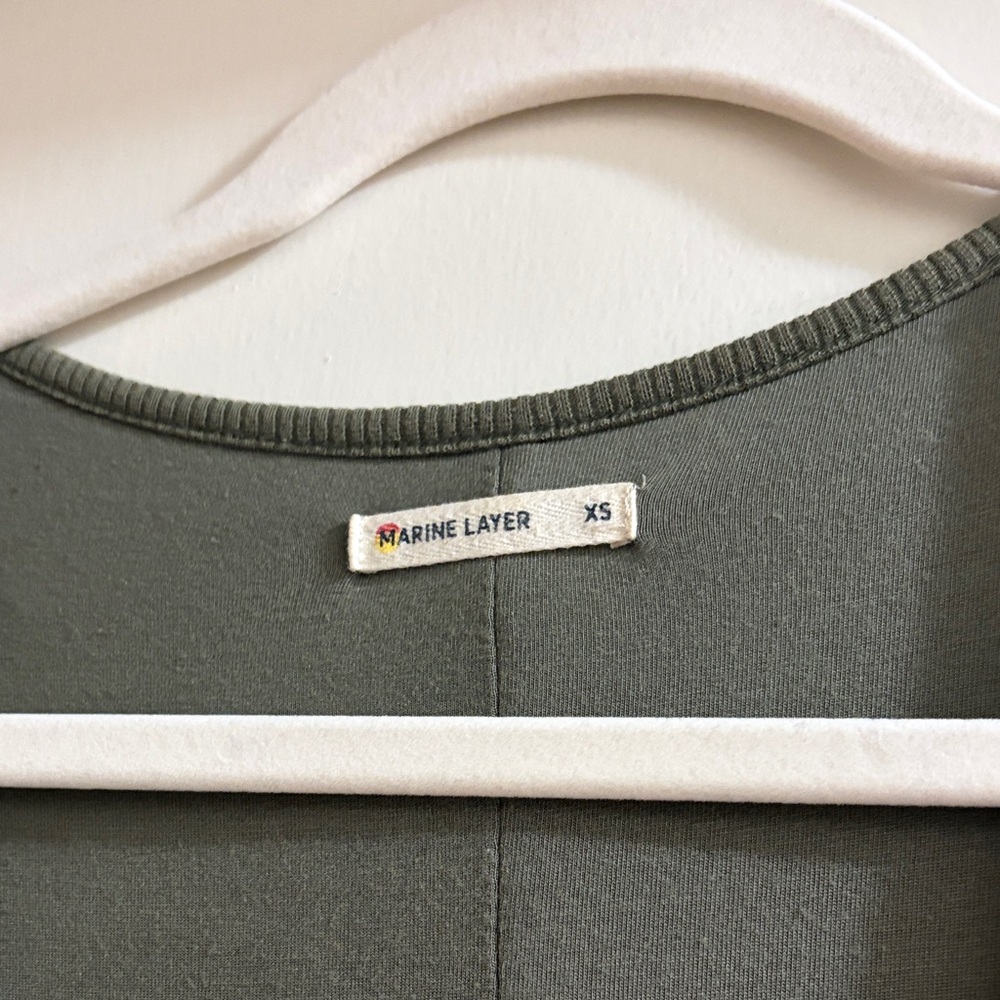 Marine Layer Lexi Rib Short Sleeve Midi Dress in Olive - Extra Small - Picture 3 of 7
